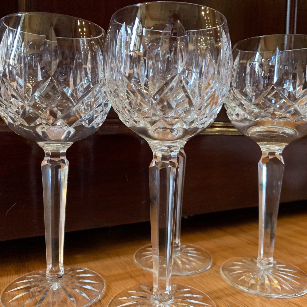 Waterford Cut glass Hock glasses. Lismore.